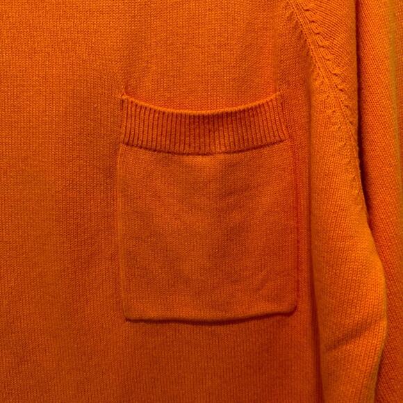 🍁Oui Viscose Cotton Blend 3/4 Sleeve Crew Neck Sweater Top Orange Minimalist 8 - Picture 5 of 14